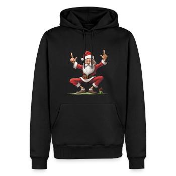 Yoga du Père Noël - Sweat à capuche Premium bio Homme - noir - Devant - Nico (187cm)