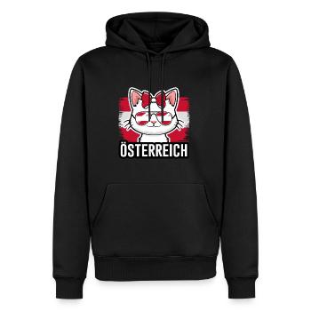 Österreich Katze Fußball Katzenliebhaber - Männer Premium Bio Hoodie - Schwarz - Vorne - Nico (187cm)