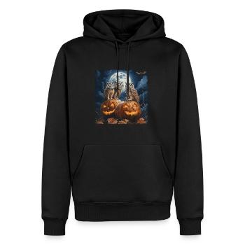 Eulen und Kürbislaterne unter Vollmond Halloween - Männer Premium Bio Hoodie - Schwarz - Vorne - Nico (187cm)