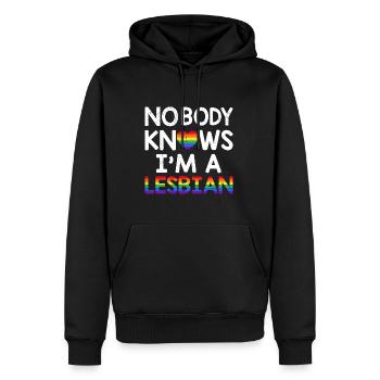 Personne ne sait que je suis une lesbienne LGBTQ Rainbow Pride - Sweat à capuche Premium bio Homme - noir - Devant - Nico (187cm)