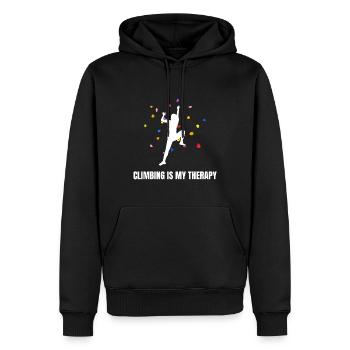 Climbing Is My Therapy Klettern Bouldern - Männer Premium Bio Hoodie - Schwarz - Vorne - Nico (187cm)