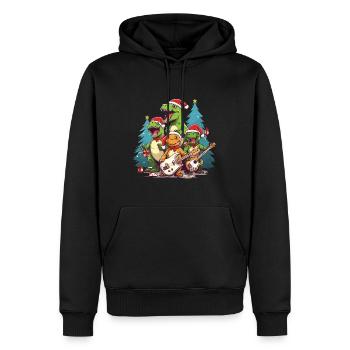 Dinosaure Band Noël - Sweat à capuche Premium bio Homme - noir - Devant - Nico (187cm)