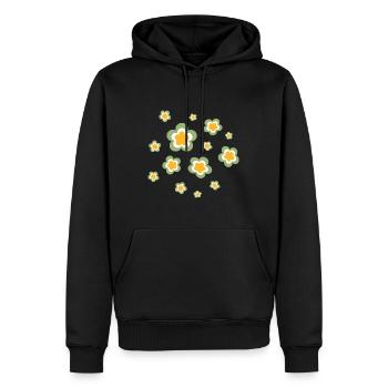Années 70 Fleur Motif Rétro Hippie Fleurs Puissance - Sweat à capuche Premium bio Homme - noir - Devant - Nico (187cm)