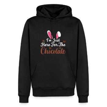 Ich bin nur hier für das schokoladige lustige Ostern - Männer Premium Bio Hoodie - Schwarz - Vorne - Nico (187cm)