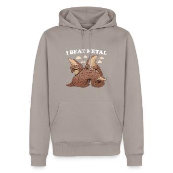 J’ai battu le pangolin métallique - Sweat à capuche Premium bio Homme - taupe - Devant - Nico (187cm)