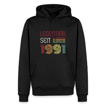 Legendär Seit 1991 Jahr Retro 91er Jahrgang - Männer Premium Bio Hoodie - Schwarz - Vorne - Nico (187cm)