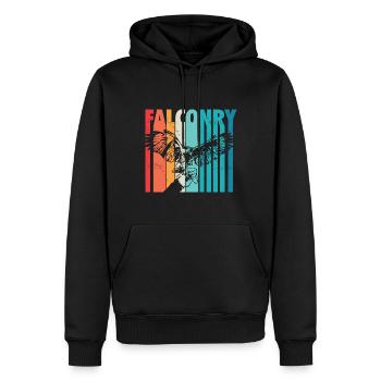Fauconnerie - Sweat à capuche Premium bio Homme - noir - Devant - Nico (187cm)