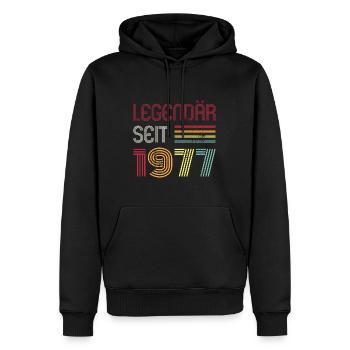 Legendär Seit 1977 Jahr Retro 77er Jahrgang - Männer Premium Bio Hoodie - Schwarz - Vorne - Nico (187cm)