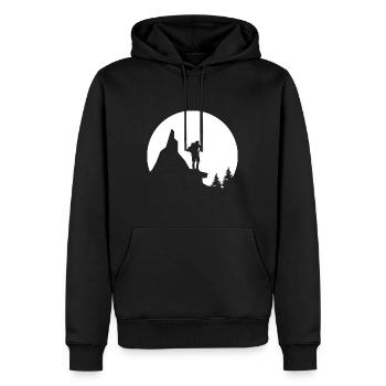 Mond - Wandern - (7) - Männer Premium Bio Hoodie - Schwarz - Vorne - Nico (187cm)
