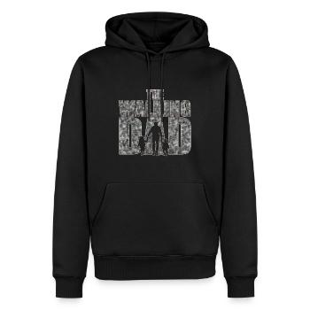 Le papa qui marche Cadeau de fête des pères - Sweat à capuche Premium bio Homme - noir - Devant - Nico (187cm)