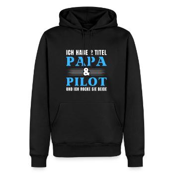 Ich habe 2 Titel Papa und Pilot - Männer Premium Bio Hoodie - Schwarz - Vorne - Nico (187cm)