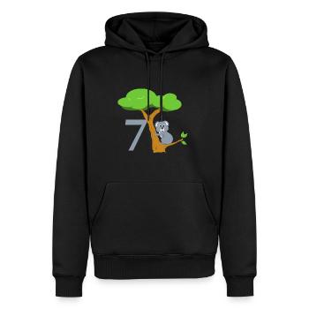 Mignon ours koala avec arbre - 7ème anniversaire - Sweat à capuche Premium bio Homme - noir - Devant - Nico (187cm)