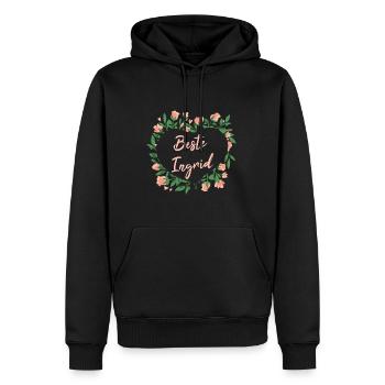 Geschenk für Ingrid - die Beste - Männer Premium Bio Hoodie - Schwarz - Vorne - Nico (187cm)