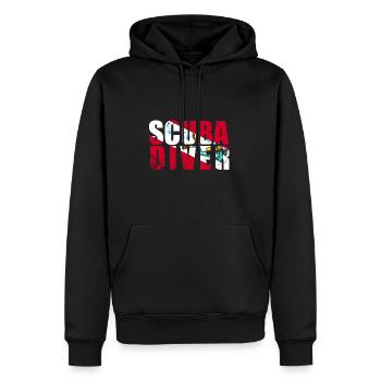 Scuba Diver Red White Flag Vintage Tauchen - Männer Premium Bio Hoodie - Schwarz - Vorne - Nico (187cm)