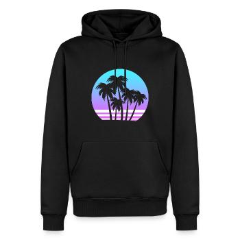 Vaporwave tropische Sonnenuntergangspalme Strand - Männer Premium Bio Hoodie - Schwarz - Vorne - Nico (187cm)