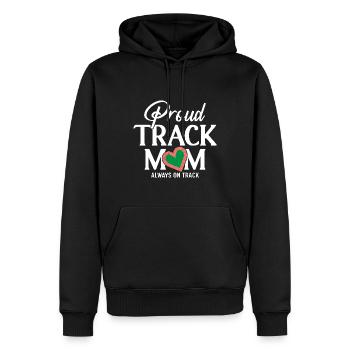 Fière maman athlétisme, toujours à l’affût - Sweat à capuche Premium bio Homme - noir - Devant - Nico (187cm)