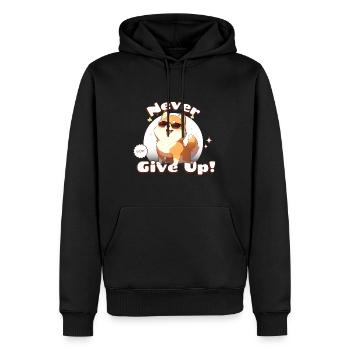 Never Give Up - Men’s Premium Organic Hoodie - black - Front - Nico (187cm)