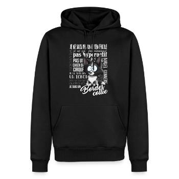 Ich bin Border-Collie - Schwarz FR - Männer Premium Bio Hoodie - Schwarz - Vorne - Nico (187cm)
