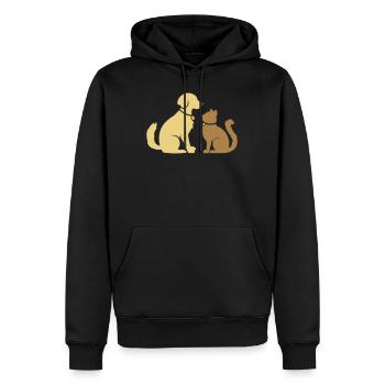 Sweet animaux amis - chien et chat - chien et chat - Sweat à capuche Premium bio Homme - noir - Devant - Nico (187cm)