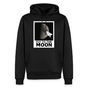 FLIEGEN SIE ZUM MOND - Männer Premium Bio Hoodie - Schwarz - Vorne - Nico (187cm)