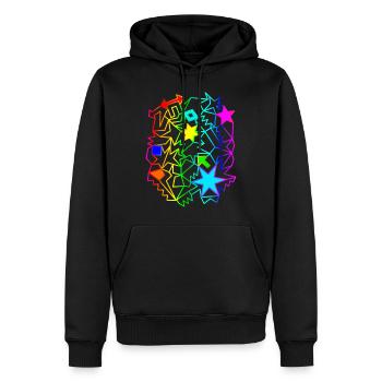 bunte Sterne Pfeile Regenbogen Ornamente - Männer Premium Bio Hoodie - Schwarz - Vorne - Nico (187cm)