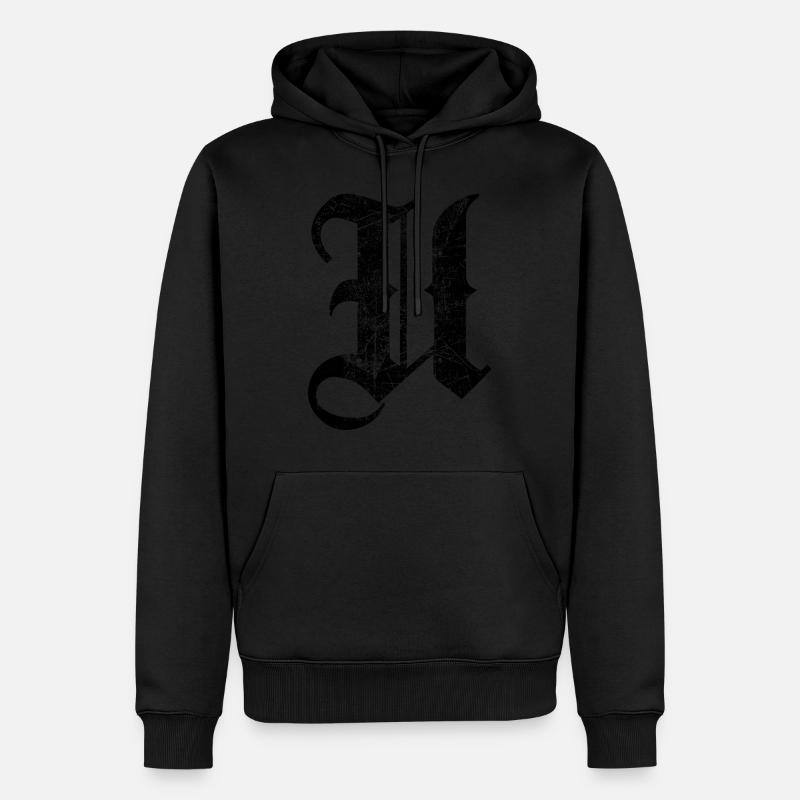 Tshirt alphabet initiale U - Sweat à capuche Premium bio Homme - undefined
