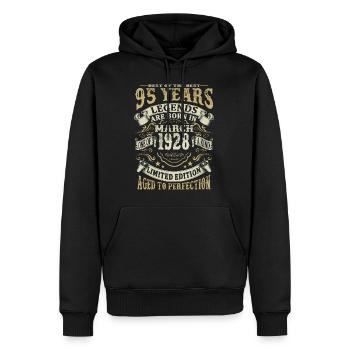 95 Jahre - Legenden werden im März 1928 geboren - Männer Premium Bio Hoodie - Schwarz - Vorne - Nico (187cm)