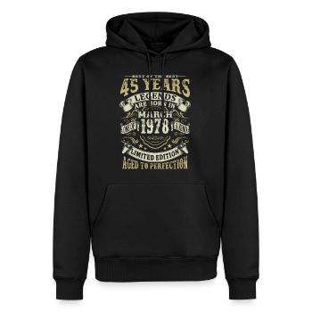 45 years - Legends are born in March 1978 - Men’s Premium Organic Hoodie - black - Front - Nico (187cm)