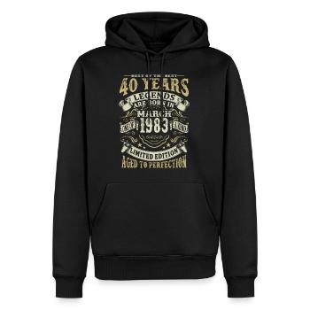40 years - Legends are born in March 1983 - Men’s Premium Organic Hoodie - black - Front - Nico (187cm)