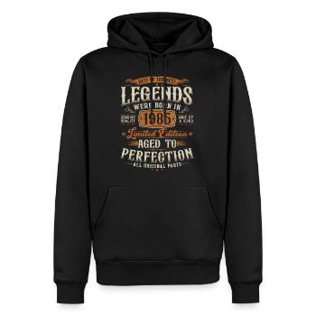 1985 Jahrgang geboren Legenden Geburtstag Geschenk - Männer Premium Bio Hoodie - Schwarz - Vorne - Nico (187cm)