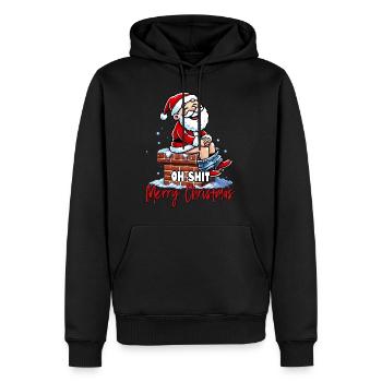 oh merde Joyeux Noël je déteste Noël moche - Sweat à capuche Premium bio Homme - noir - Devant - Nico (187cm)