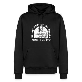 Mine d’or minière - Sweat à capuche Premium bio Homme - noir - Devant - Nico (187cm)