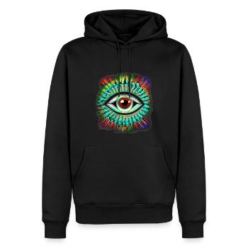 Oeil Psychédélique - Sweat à capuche Premium bio Homme - noir - Devant - Nico (187cm)