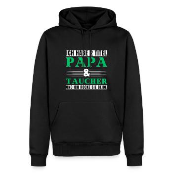Ich habe 2 Titel Papa und Taucher - Männer Premium Bio Hoodie - Schwarz - Vorne - Nico (187cm)