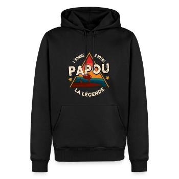 Cadeau pour mon papou de légende citation tendre - Sweat à capuche Premium bio Homme - noir - Devant - Nico (187cm)