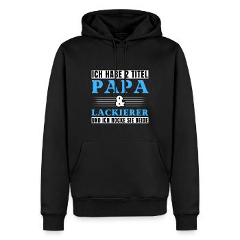 Ich habe 2 Titel Papa und Lackierer - Männer Premium Bio Hoodie - Schwarz - Vorne - Nico (187cm)