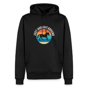 Just Horsing Around Reitlehrer - Männer Premium Bio Hoodie - Schwarz - Vorne - Nico (187cm)