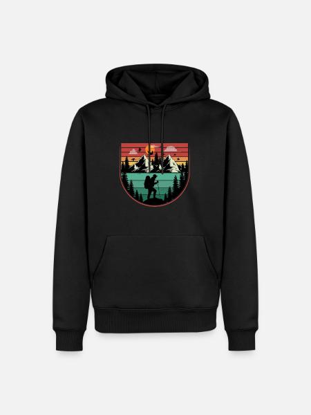 Hiking retro sunset hikers Wanderer - Men’s Premium Organic Hoodie - black