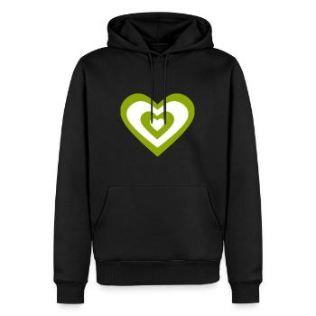 coeur vert coeurs verts couple cadeau - Sweat à capuche Premium bio Homme - noir - Devant - Nico (187cm)
