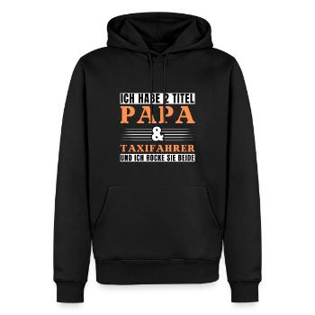 Ich habe 2 Titel Papa und Taxifahrer - Männer Premium Bio Hoodie - Schwarz - Vorne - Nico (187cm)