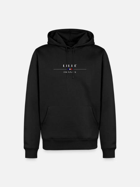 Lille, white, with French flag - Men’s Premium Organic Hoodie - black
