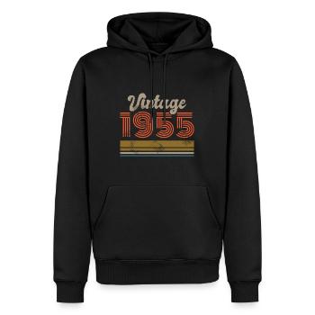 Anniversaire Vintage 1955 Édition Limitée - 1955 - Sweat à capuche Premium bio Homme - noir - Devant - Nico (187cm)