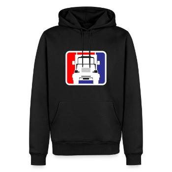 LKW Truck Lastkraftwagen Logo | Farben änderbar - Männer Premium Bio Hoodie - Schwarz - Vorne - Nico (187cm)