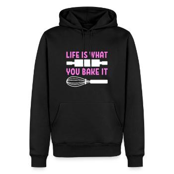 Life Is What You Bake It Bäcker - Männer Premium Bio Hoodie - Schwarz - Vorne - Nico (187cm)