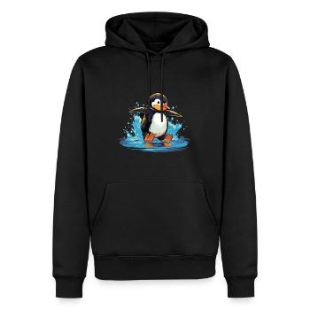 Penguin Ocean Jump - Männer Premium Bio Hoodie - Schwarz - Vorne - Nico (187cm)