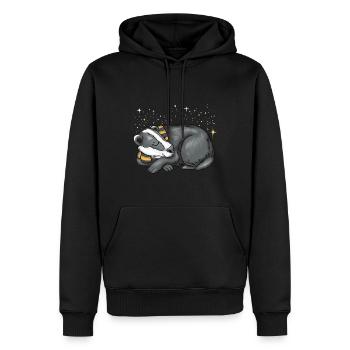 Schlafender Dachs - Männer Premium Bio Hoodie - Schwarz - Vorne - Nico (187cm)