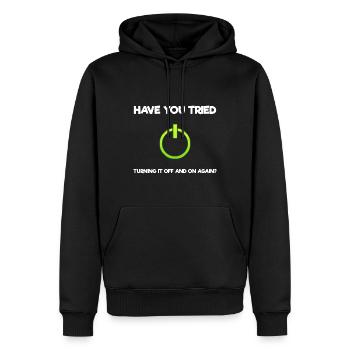 Have You Tried Turning It Off And On Again? - Männer Premium Bio Hoodie - Schwarz - Vorne - Nico (187cm)