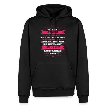 Geschenk Liebe ich bin Frau AUGUST - Männer Premium Bio Hoodie - Schwarz - Vorne - Nico (187cm)