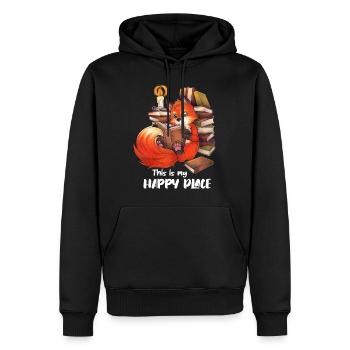 This is my happy place - niedlicher lesender Fuchs - Männer Premium Bio Hoodie - Schwarz - Vorne - Nico (187cm)