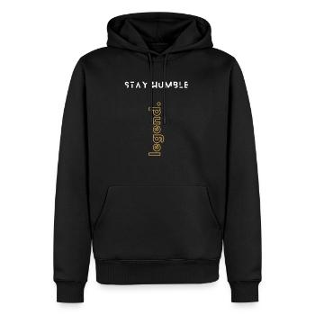 Stay Humble Legend Design - Männer Premium Bio Hoodie - Schwarz - Vorne - Nico (187cm)